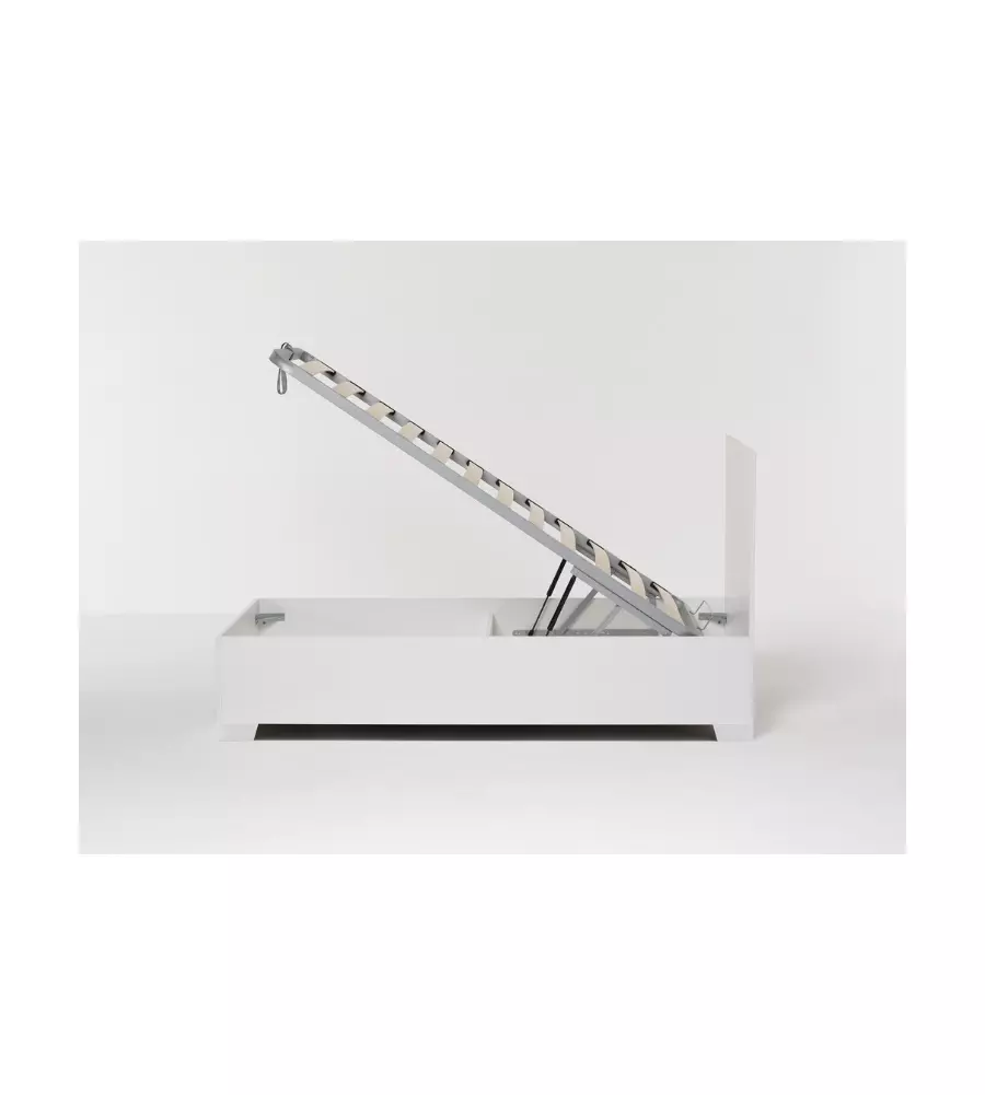 LETTO SINGOLO CONTENITORE CON PIEDINI "HI BOX" BIANCO 90X190 CM